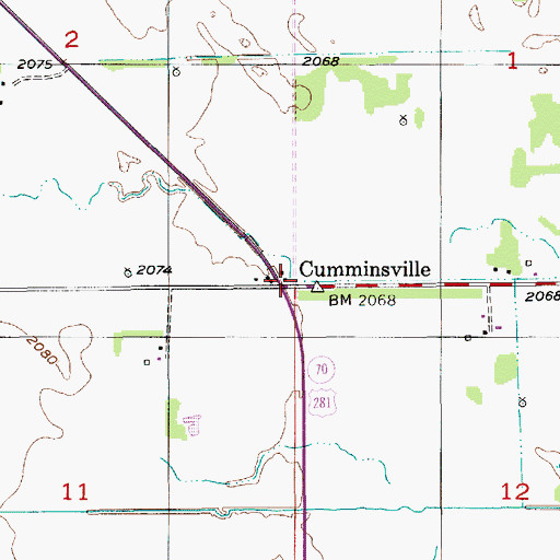 Topographic Map of Cumminsville, NE