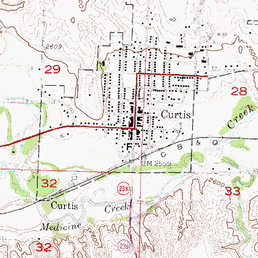 Topographic Map of Curtis, NE