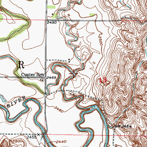 Topographic Map of Custer Canyon, NE