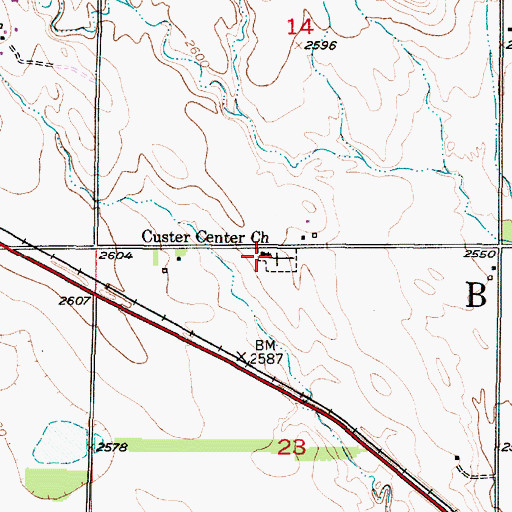 Topographic Map of Custer Center Church, NE