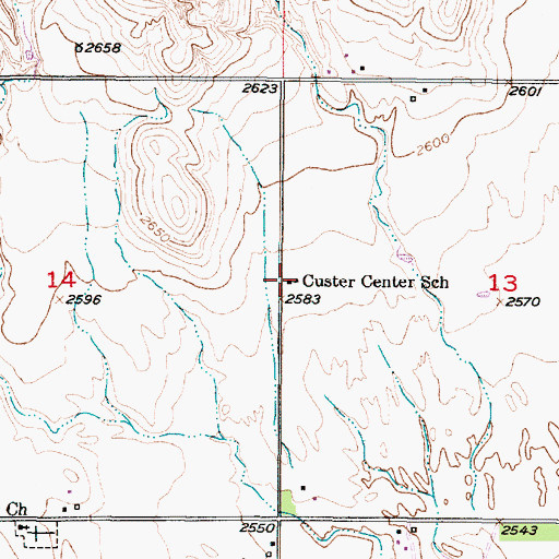 Topographic Map of Custer Center School (historical), NE