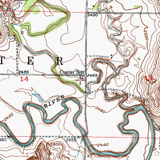 Topographic Map of Custer School (historical), NE