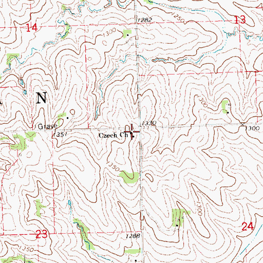 Topographic Map of Czech Church, NE