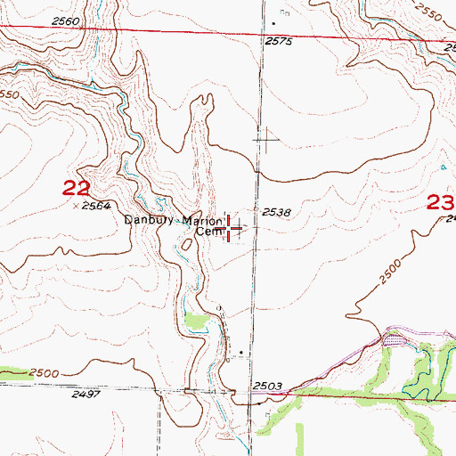 Topographic Map of Danbury-Marion Cemetery, NE
