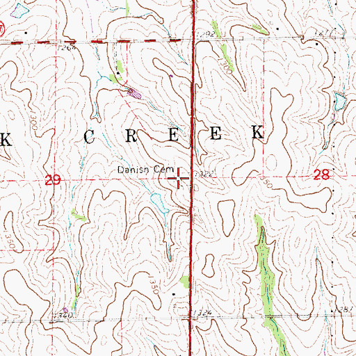 Topographic Map of Danish Cemetery, NE