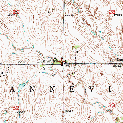 Topographic Map of Dannevirke, NE
