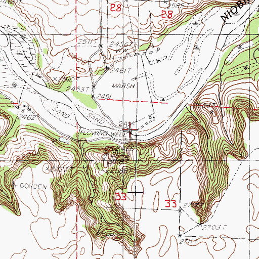 Topographic Map of Darr Bridge, NE