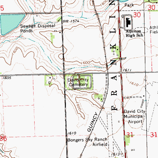 Topographic Map of David City Cemetery, NE