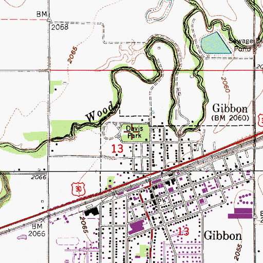 Topographic Map of Davis Park, NE