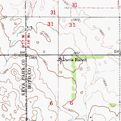 Topographic Map of Davis Ranch, NE