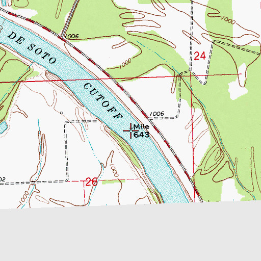 Topographic Map of De Soto Cutoff, NE