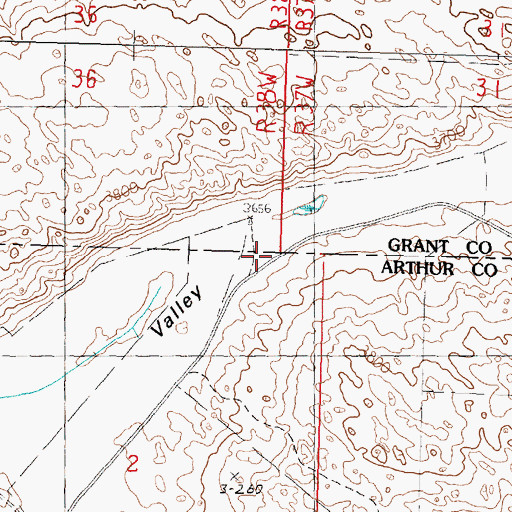 Topographic Map of Deans Valley, NE