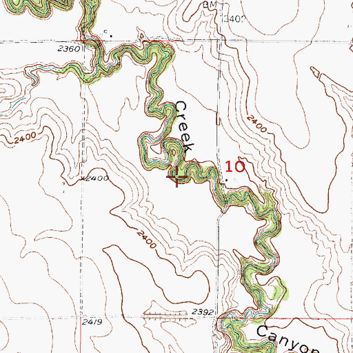 Topographic Map of Dear Creek Canyon, NE