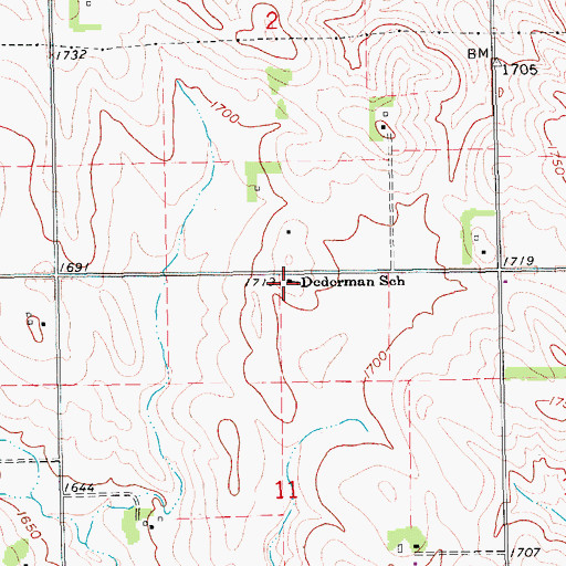 Topographic Map of Dederman School, NE