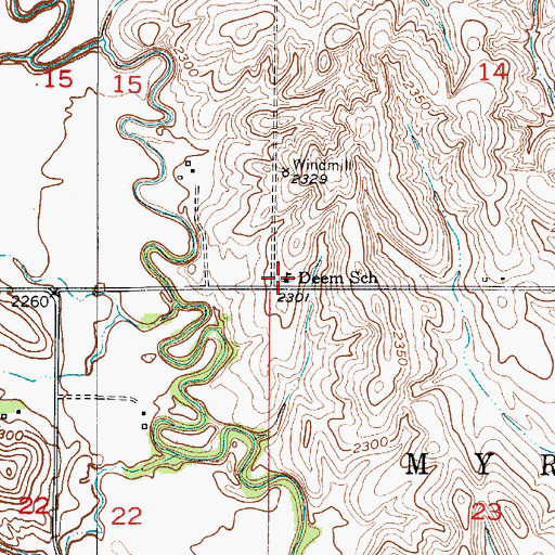 Topographic Map of Deem School (historical), NE