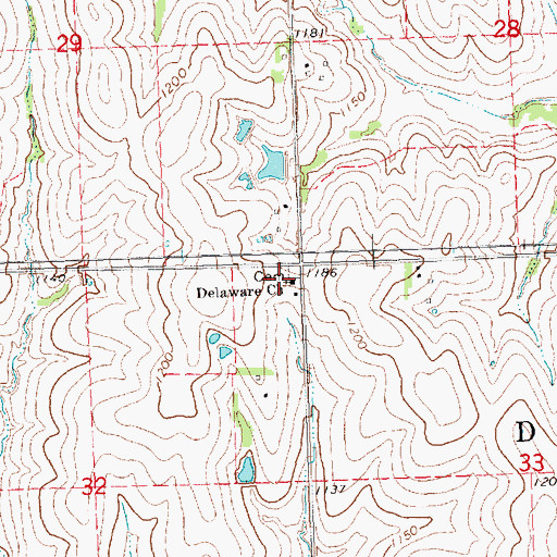 Topographic Map of Delaware Church, NE