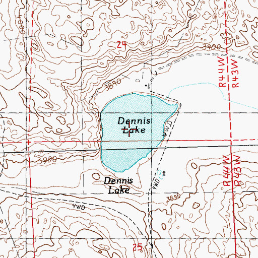 Topographic Map of Dennis Lake, NE