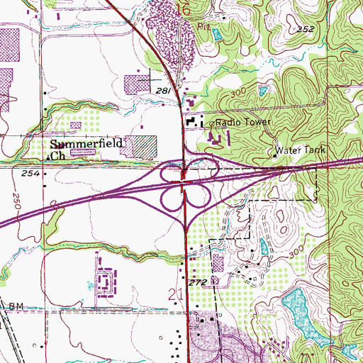 Topographic Map of Interchange 241, AR