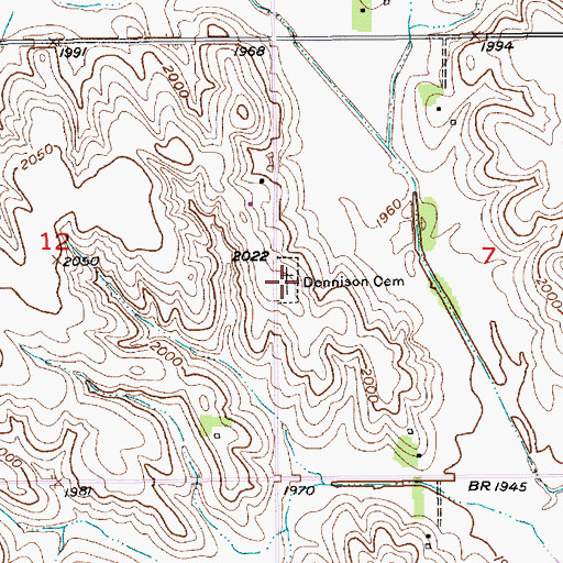 Topographic Map of Dennison Cemetery, NE