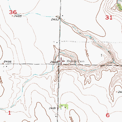 Topographic Map of Pleasant View Cemetery, NE
