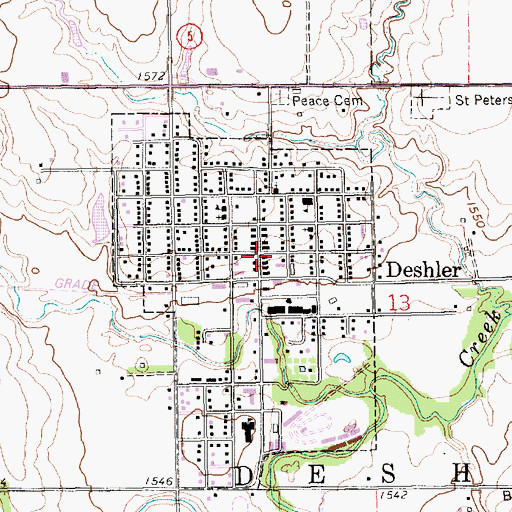 Topographic Map of Deshler, NE