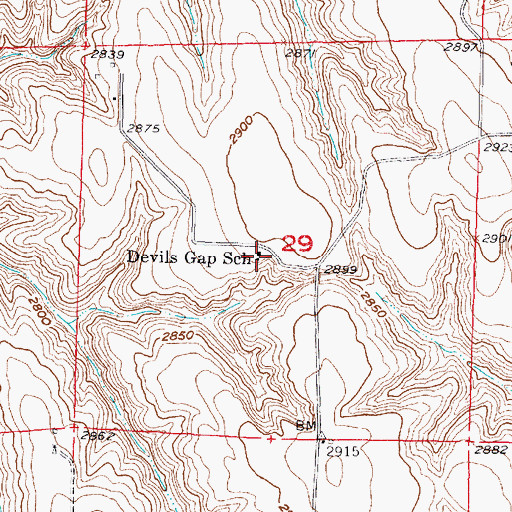 Topographic Map of Devils Gap School, NE
