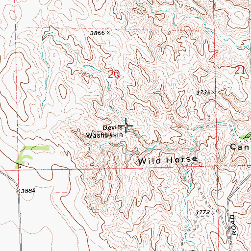 Topographic Map of Devils Washbasin, NE