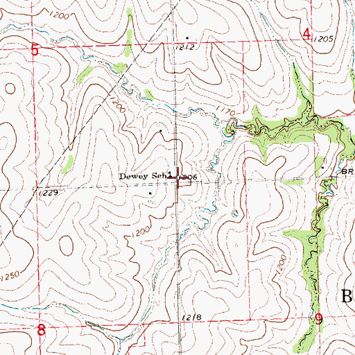 Topographic Map of Dewey School (historical), NE
