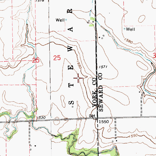 Topographic Map of Dewitt Cemetery, NE