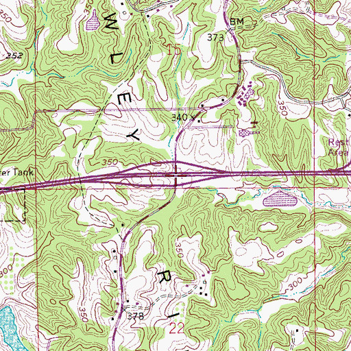 Topographic Map of Interchange 242, AR