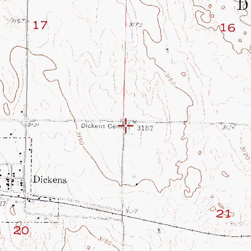 Topographic Map of Dickens Cemetery, NE