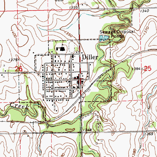 Topographic Map of Diller, NE