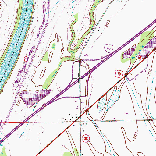 Topographic Map of Interchange 247, AR