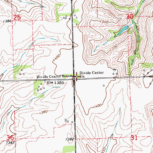 Topographic Map of Divide Center Church, NE