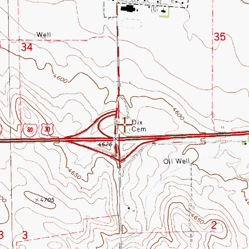 Topographic Map of Dix Cemetery, NE
