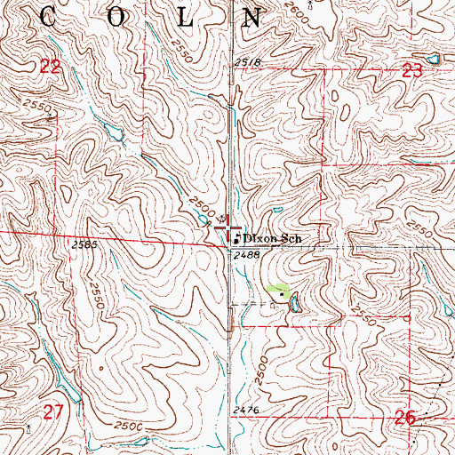 Topographic Map of Dixon School, NE