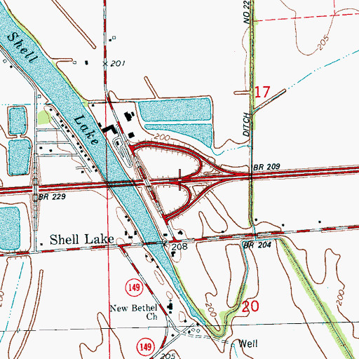 Topographic Map of Interchange 260, AR
