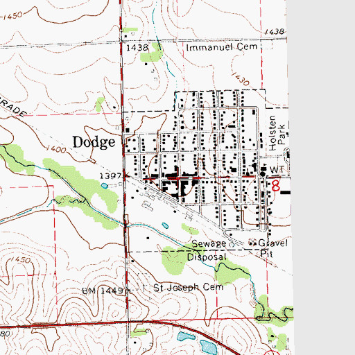 Topographic Map of Dodge, NE