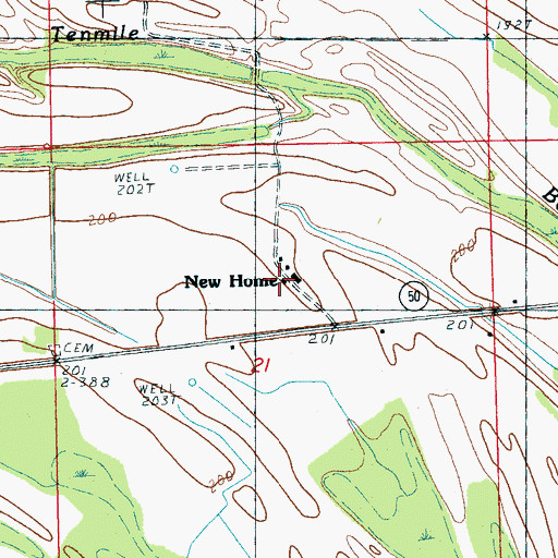 Topographic Map of New Home, AR