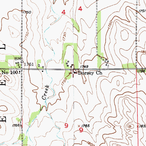 Topographic Map of Dorsey Church, NE