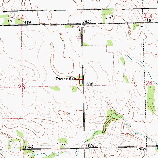 Topographic Map of Dover School, NE