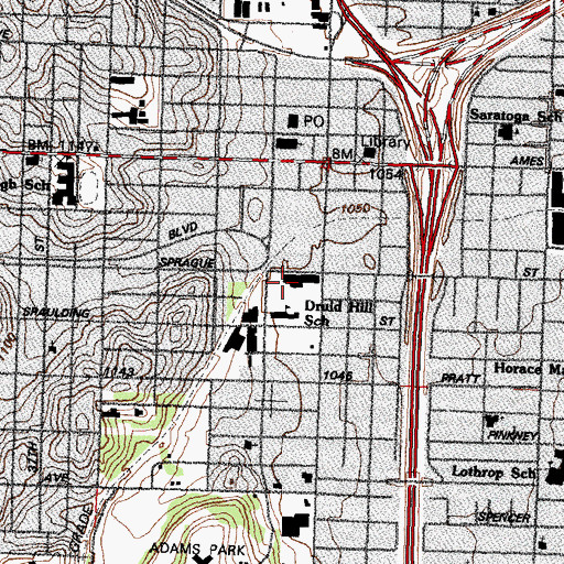 Topographic Map of Druid Hill Elementary School, NE