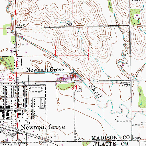 Topographic Map of Dry Creek, NE