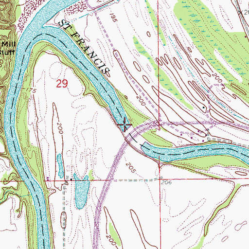 Topographic Map of Big Eddy Shoal, AR