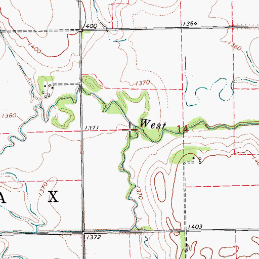 Topographic Map of Dry Creek, NE