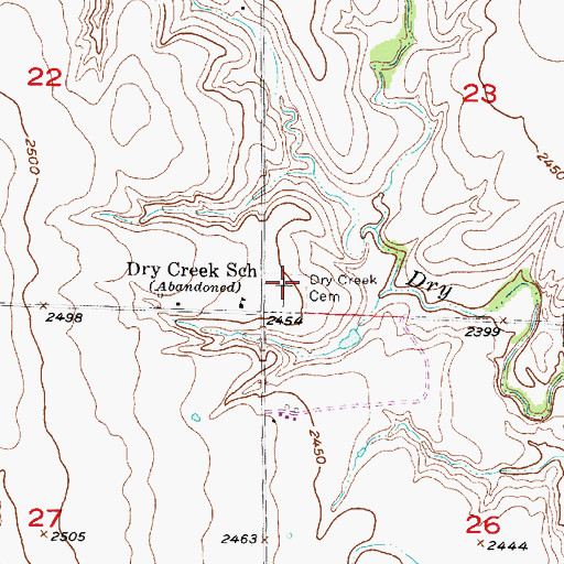 Topographic Map of Dry Creek Cemetery, NE