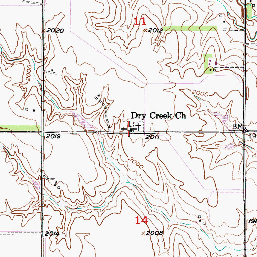 Topographic Map of Dry Creek Church, NE