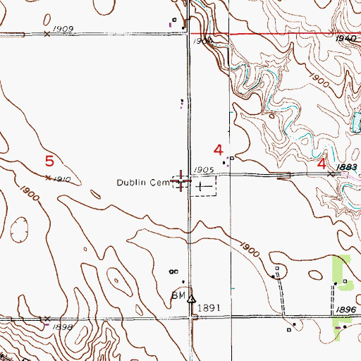 Topographic Map of Dublin Cemetery, NE