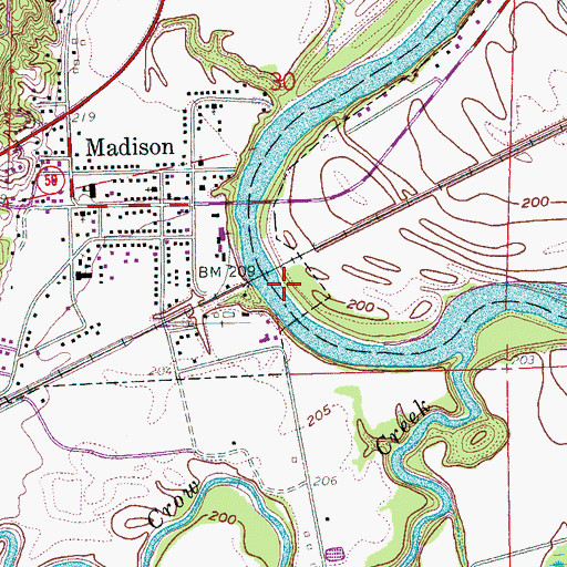 Topographic Map of Corw Bend, AR