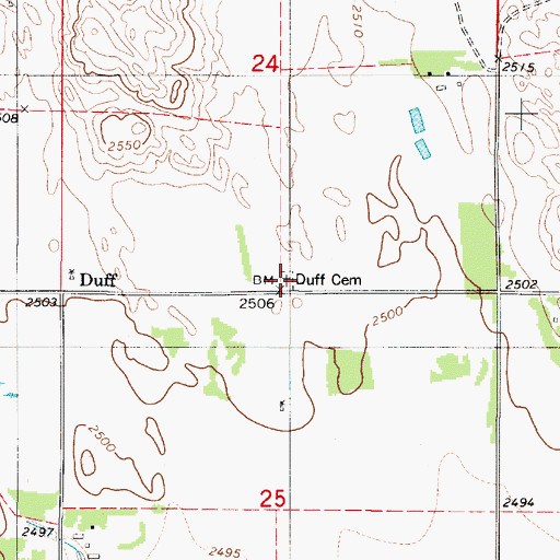 Topographic Map of Duff Cemetery, NE